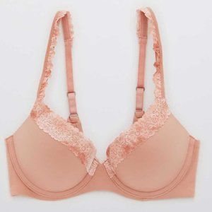 Aerie Real Sunnie Demi Push Up Blossom Lace Trim Bra